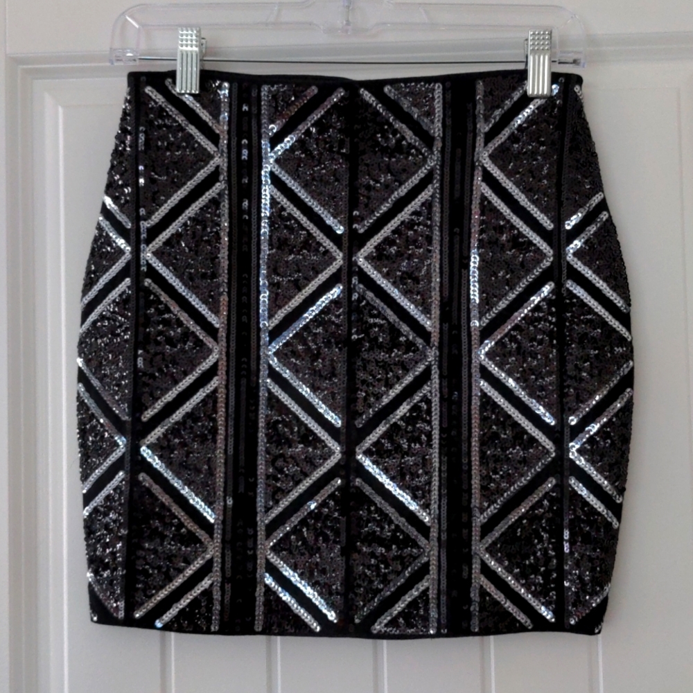 Express Sequins Black and Silver Skirt